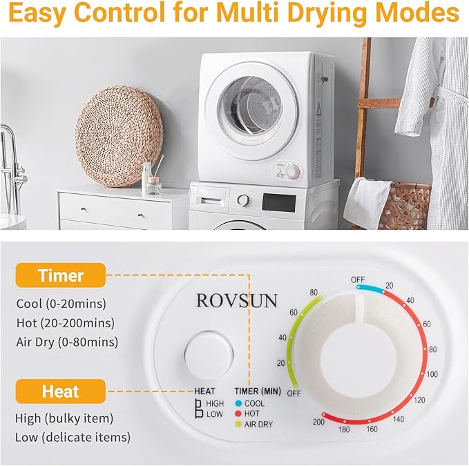 ROVSUN 1.5CuFt Portable Clothes Dryer and 17.6LBS Full-Automatic Washing