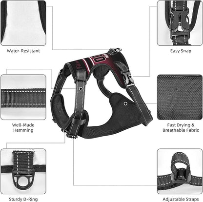 Custom Arizona Dog Harness with Reflective Stripes Personalized Name and Number Dog Vest Harness with Pet Traction Rope for Small Medium Large Dog