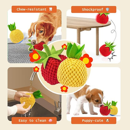 T01 Interactive Dog Toys Dog Ball,Anti Boredom Dog Toys,Durable Motion Activated Automatic Rolling Toys for Small/Medium Dogs,Moving Ball for Dogs to Keep Them Busy,Dog Bows,Fruity Plush Covers,Orange