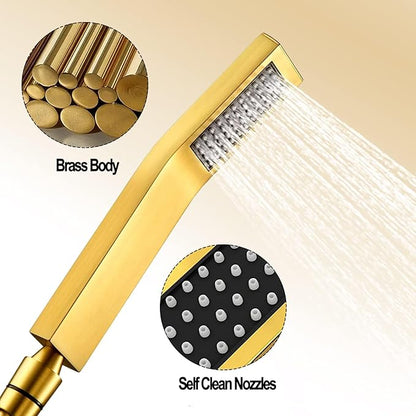 8"High Pressure Square Rain Shower Head and 2-in-1 Hand Shower.Equipped