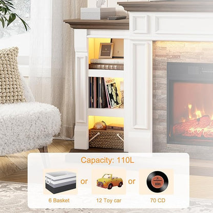 72" Electric Fireplace with Mantel and Cabinets, Fireplace TV Stand