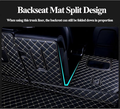 Trunk Mat Cover Compatible with BMW X5 PHEV 2019-Current Back Seat Cover & Cargo Liner & High Side Mats Heavy Duty Leather Mat - Black with Black Stitching