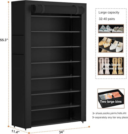 OYREL Tall Shoe Rack Dustproof Cabinet Large Capacity 8 Tier Shoe Organizer