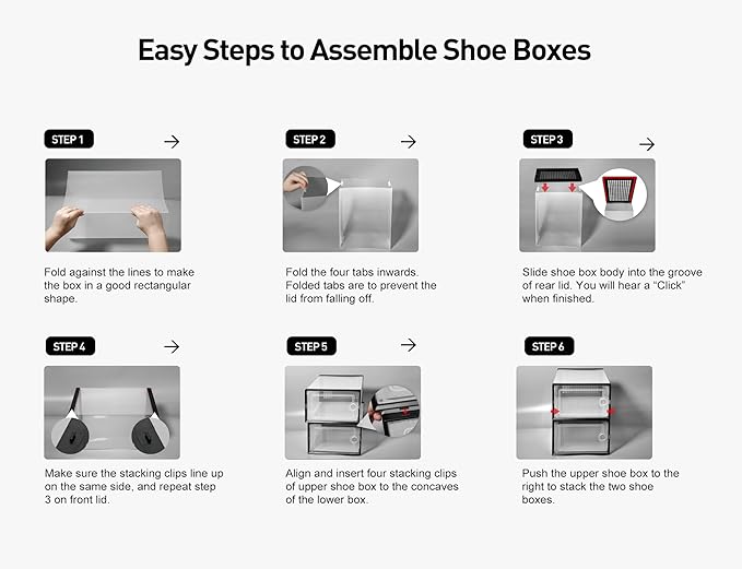 Kuject X-Large Shoe Storage Boxes Organizers Clear Plastic Stackable 12 Pack