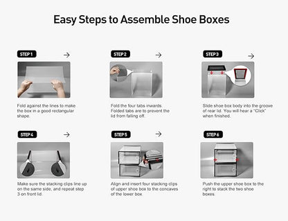 Kuject X-Large Shoe Storage Boxes Organizers Clear Plastic Stackable 12 Pack