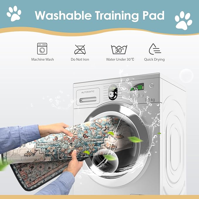 SCLOSE Washable Pee Pad for Dogs 2 Pack, 36" x 36" Reusable Puppy Pads Waterproof Dog Rugs, Super Absorbent, Leakproof, Dog Crate Pad, Playpen Mat, Whelping Pads, Blue Medallion