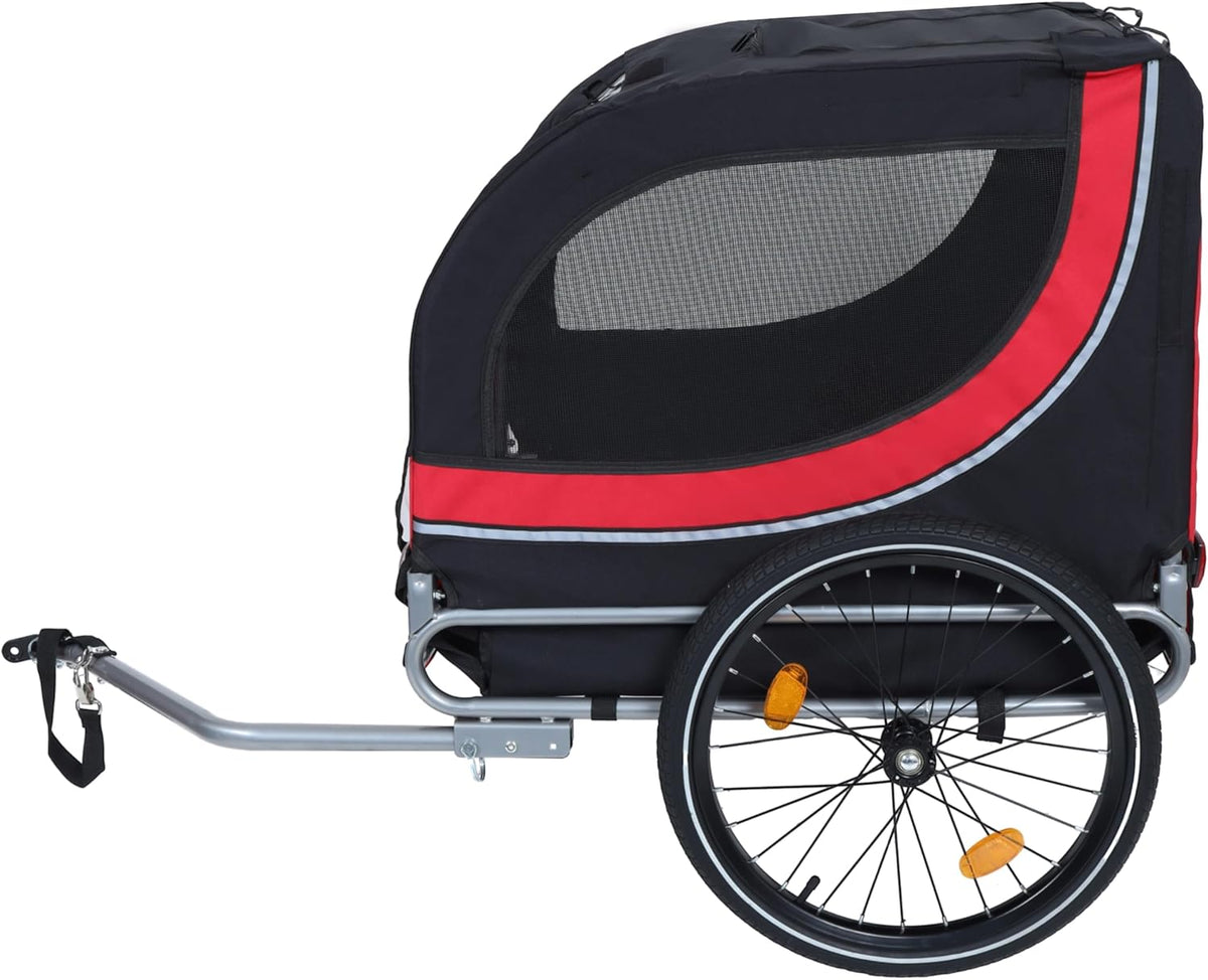 Blue-Grey Large Folding Bike Trailer for Dogs – Heavy-Duty Steel Frame, 66LB Capacity Pet Carrier for All-Terrain Cycling, Jogging & Camping Adventures!