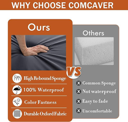 Outdoor Chair Cushions 16 x 17 Inch, Set of 4, Waterproof Patio Chair Cushions with Tie 5 Year Color Fastness Thick Outdoor Seat Cushion for Garden Lawn Patio Furniture Dark Grey