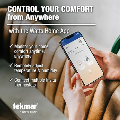 tekmar Invita Wi-Fi Thermostat | 2-Wire, Energy Star Approved, 2-Stage Cool