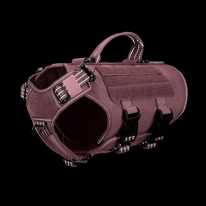 ICEFANG No Pull Tactical Dog Harness for X-Small Dogs,Adjustable Dog Vest | Control Handle,MOLLE Panel,Front Hook,3 Leash Clips,Soft Padded,for walking training,Pink,X-Small