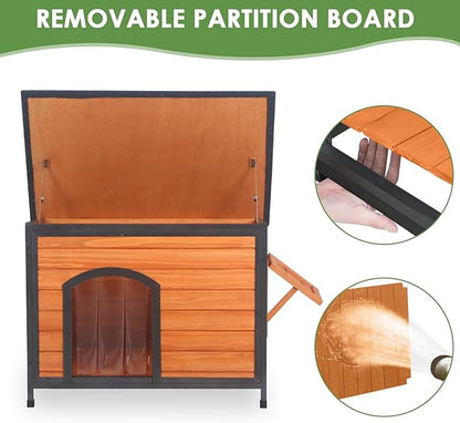 Outdoor Dog House Weatherproof with Door Dog Kennel Chew-Proof Metal Frame Removable Roof/Floor for Easy Cleaning
