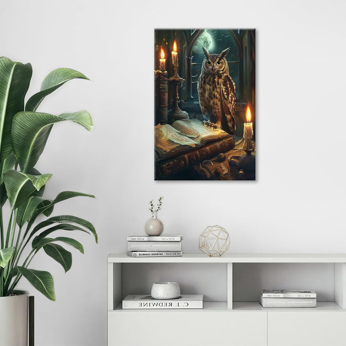 Owl Book Wall Art Vintage Canvas Wall Decor Prints Framed Painting Owls Pictures Gifts Artwork for Bathroom Living Dining Bedroom 16"x24"