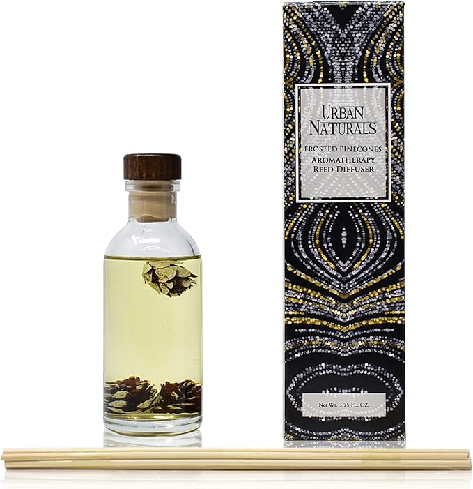 Urban Naturals Frosted Pinecones Holiday Scented Reed Diffuser Oil Gift Set |