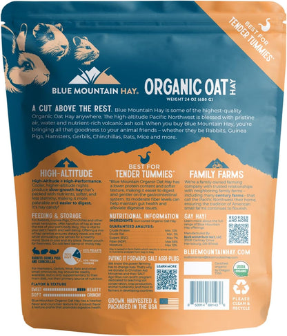 Blue Mountain Hay | Fresh Organic Oat Hay (24 Ounce) | Good for Sensitive Digestion | High-Altitude Hay Pet Food for Rabbits, Guinea Pigs, Chinchillas, Hamsters, and Other Small Pets