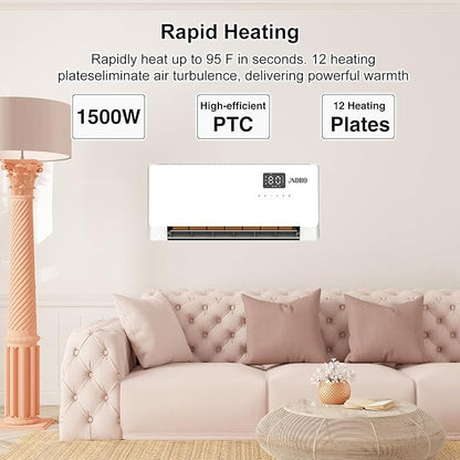 24-Inch Wall Mounted Electric Heater - 1500W Indoor Space Heater