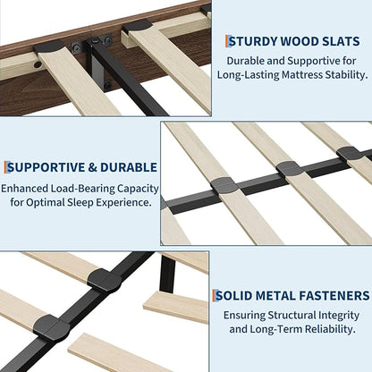 Garvee Wood Platform Bed Frame, King Size Bed Frame, Wood Slat Support, No Box Spring Needed, Easy Assembly, Noise-Free Design, Underbed Space for Storage