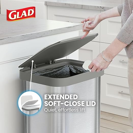 Glad Stainless Steel Step Trash Can, Series 2