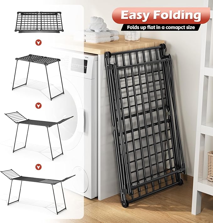 APEXCHASER Clothes Drying Rack Foldable, Large Drying Rack Clothing Retractable