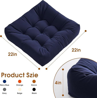 Tikuns Floor Pillow, Large Cushions (4, Navy, 22x22x4 Inch)