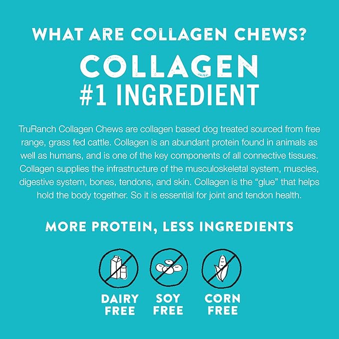 TRURANCH Collagen Chips - Collagen Dog Treats - Long Lasting Healthy Joint Support Dog Treat - Rawhide Alternative Chips - Skin & Coat Health - Made with Real Chicken,1 Bag, 8.2 oz