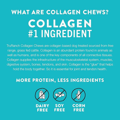 TRURANCH Collagen Chips - Collagen Dog Treats - Long Lasting Healthy Joint Support Dog Treat - Rawhide Alternative Chips - Skin & Coat Health - Made with Real Chicken,1 Bag, 8.2 oz