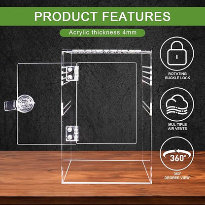 Spider Terrarium Kit, Jumping Spider Enclosure with Hideout, Rope Bridge, Ledge Ladder, Micro Habitat Terrarium for Small Tree Dwelling Reptiles, Arboreal Tarantula Enclosure (6x6x9 Inches)