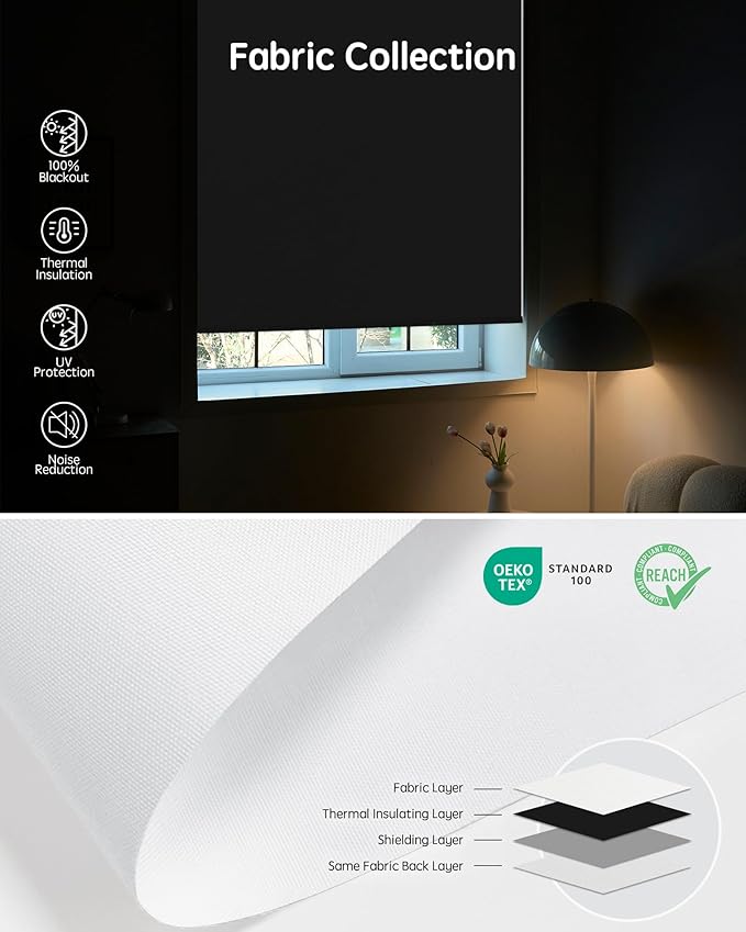 Yoolax Motorized Blinds with Remote, Automatic Window Shades Work with Alexa