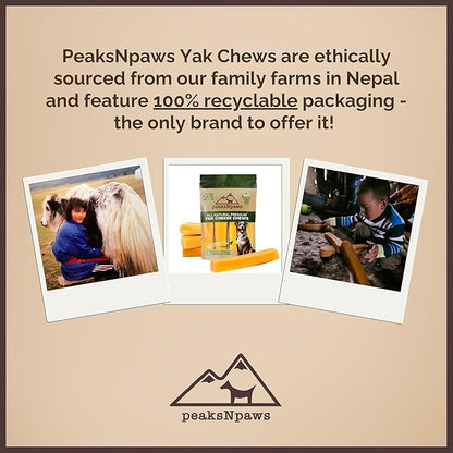 peaksNpaws Himalayan Yak Chews, High Protein Cheese Sticks, Lactose Free, Natural, Long Lasting Dog Treat for Aggressive Chewers Under 15 lbs, 20 Small Treat Sticks, 100% Eco-Friendly Packaging