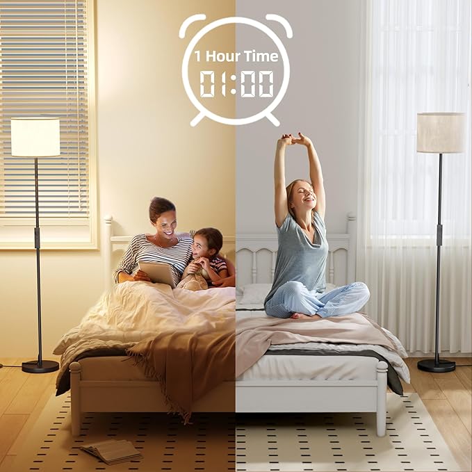 Keepsmile Dimmable Floor Lamps for LivingRoom with 12W LED Bulb, Foot Switch, Remote Custom Color Temperature Floor Light, Linen Shade Standing Lamps, Modern Tall Lamp for Office Bedroom Kid Room