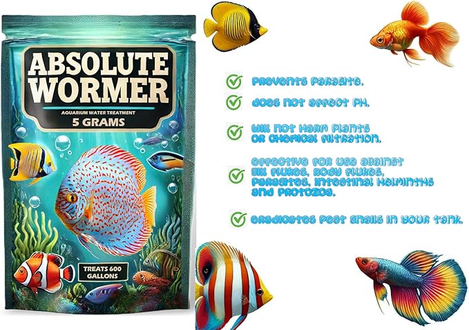 Wormer Plus - Anti-Parasitic Fish Medication - Flubendazole for Fish with parasites and Flukes (10 Grams)