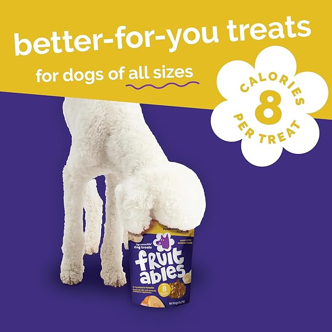 Fruitables Baked Dog Treats, Healthy Pumpkin Treat for Dogs, Low Calorie & Delicious, No Wheat, Corn or Soy, Made in the USA, Pumpkin and Banana Flavor, 12oz