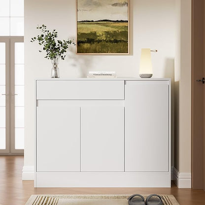 Shoe Cabinet Storage with 3 Doors, Freestanding Shoe Cabinet with Drawer &