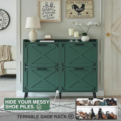 Shoe Storage Cabinet, Farmhouse Shoe Organizer