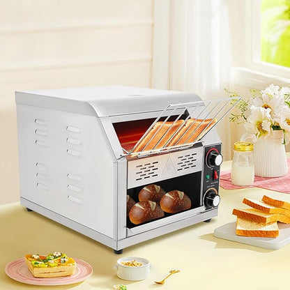 1900W Commercial Conveyor Toaster, 1-7 Gears Electric Stainless Steel