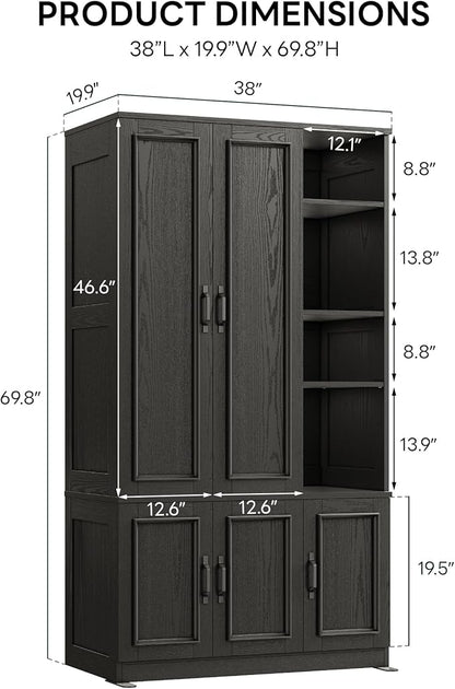 LIKIMIO Armoire Wardrobe Closet 70" H, 5 Doors Bedroom Wooden Wardrobe