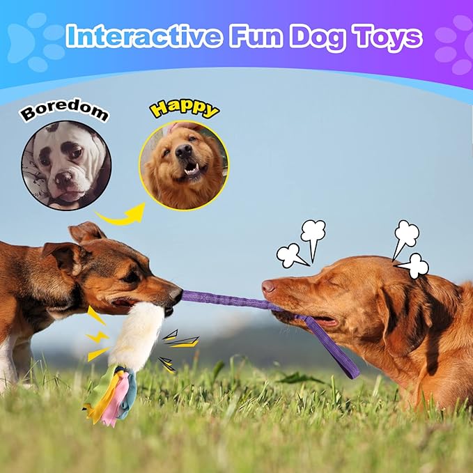Dog Rope Toys, Nearly Indestructible Dog Rope Toys with Strong Squeak- Ideal Tug of War Interactive Dog Training Toy, Dental Cleaning Chew Toys, Dog Tug Toy for Boredom Suitable for Dogs of All Ages