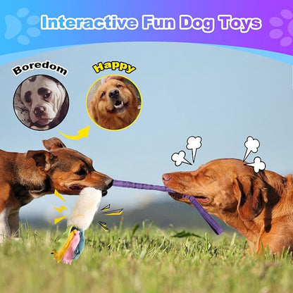 Dog Rope Toys, Nearly Indestructible Dog Rope Toys with Strong Squeak- Ideal Tug of War Interactive Dog Training Toy, Dental Cleaning Chew Toys, Dog Tug Toy for Boredom Suitable for Dogs of All Ages