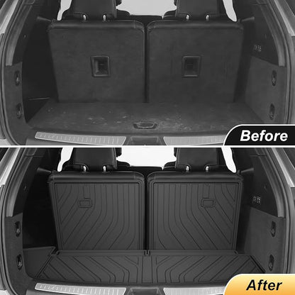Cargo Liner & Third Row Seat Back Mats Custom Fit for Cadillac XT6 2020–2025 2026, TPE All Weather Waterproof Rear Cargo Mat Rear Trunk Liner Back Seat Cover Protector Trunk Mat Tray Pad Boot
