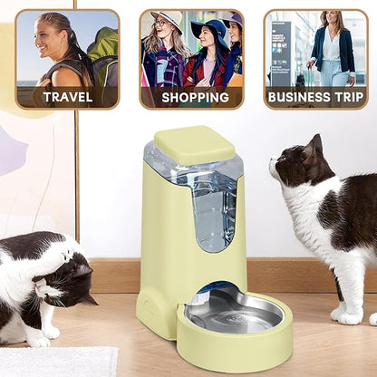 HWONMTE Portable Automatic Cat Feeder and Water Dispenser
