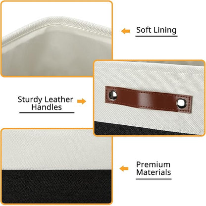 DULLEMELO Storage Baskets, 13 Inch Cube Storage Bins for Shelves Closet Nursery Toy Storage, Foldable Linen Closet Organizers Storage Baskets for Toy Closet Storage?4 Pack - 13" White&Black)
