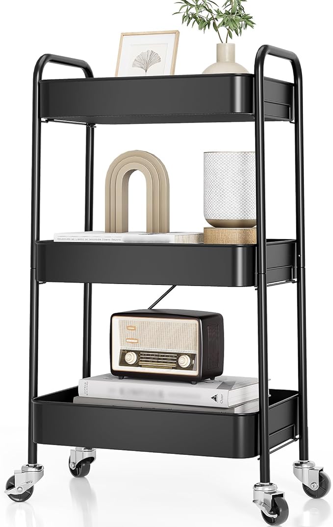 TOOLF 3-Tier Metal Rolling Cart