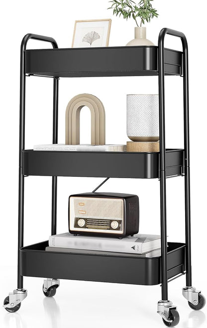 TOOLF 3-Tier Metal Rolling Cart