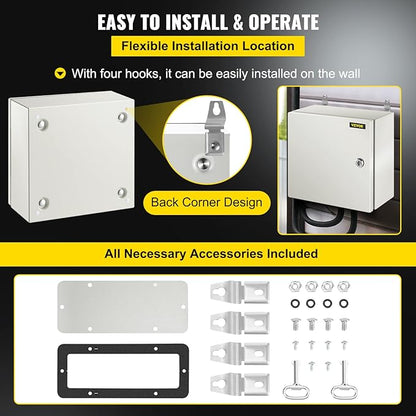 VEVOR NEMA Steel Enclosure, IP66 Waterproof & Dustproof, Outdoor/Indoor
