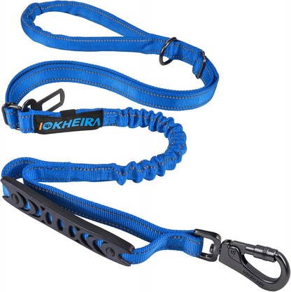 IOKHEIRA 6Ft /4Ft Dog Leash Rope for Large Dogs, Heavy Duty with Comfortable Padded Handle and Highly Reflective Threads,4-in-1 Multifunctional Dog Leashes with Car Seat Belt for Training (Blue)