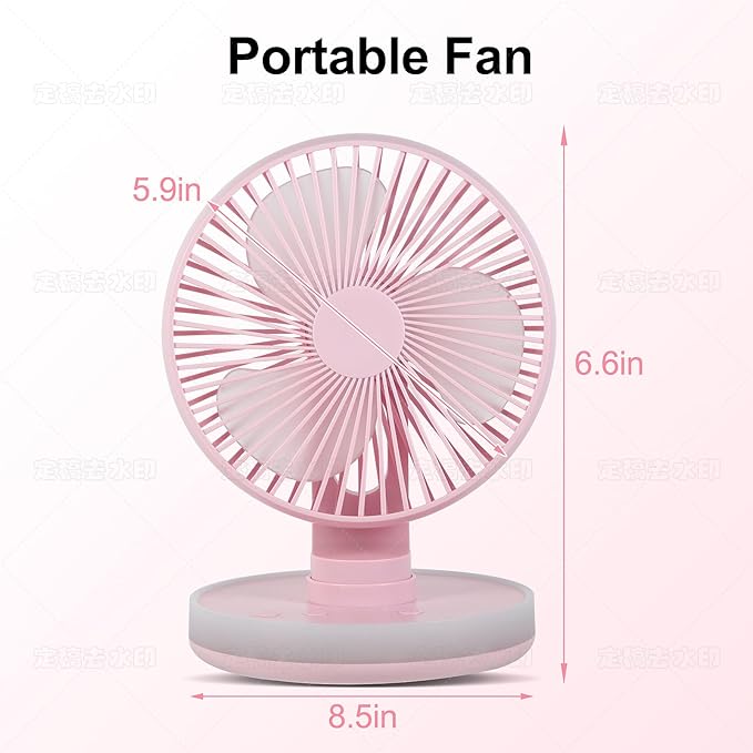 MAWFOZIN Small Desk Fan With Night Light, Auto Oscillating Table Fan With