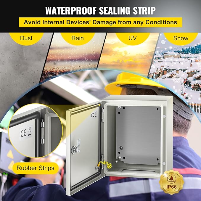 VEVOR NEMA Steel Enclosure, IP66 Waterproof & Dustproof, Outdoor/Indoor
