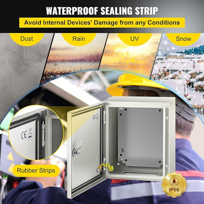 VEVOR NEMA Steel Enclosure, IP66 Waterproof & Dustproof, Outdoor/Indoor