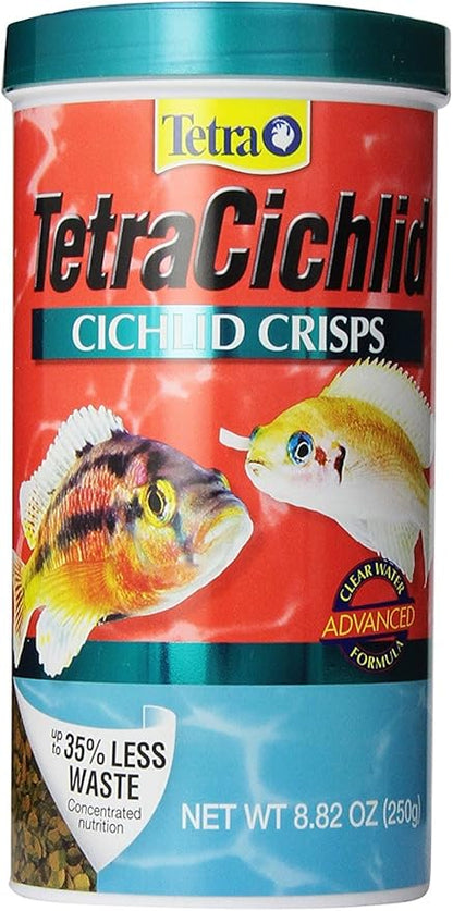 Tetra Cichlid Crisps, Nutritionally Balanced Fish Food for All Top and Mid-Water Cichlids, 8.82 oz