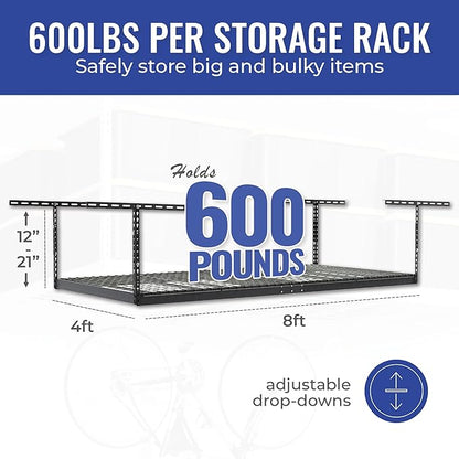 SafeRacks 4ft x 8ft Overhead Garage Storage Rack 2 Rack Pack