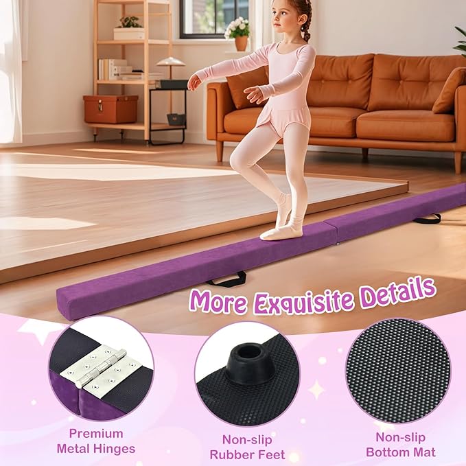 Giantex 7FT/8FT/9FT Balance Beam, Folding Gymnastics Beam w/Carry Handles